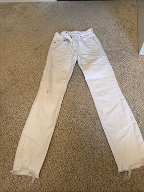 pistola White Skinny Jeans with Raw Hem
